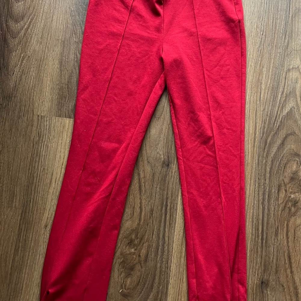 Red flare pants